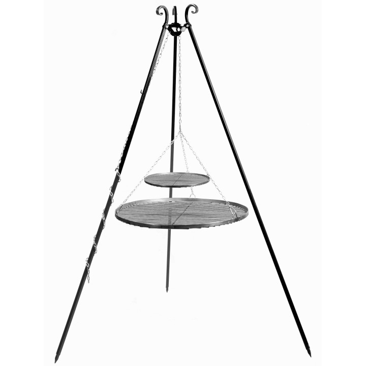 Schwenkgrill Doppelrost aus Rohstahl 80 cm + 40 cm