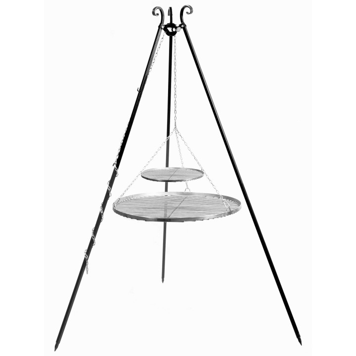 Schwenkgrill Doppelrost aus Edelstahl 80 cm + 40 cm