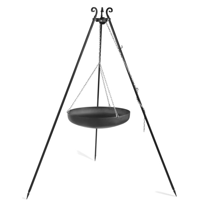 Wok am Dreibein 70 cm aus Rohstahl
