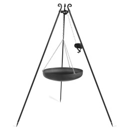 Wok am Dreibein 70 cm aus Rohstahl + Kurbel