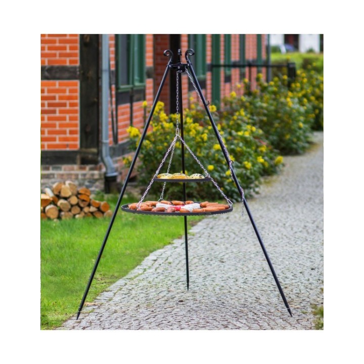 Schwenkgrill Doppelrost aus Rohstahl 80 cm + 40 cm